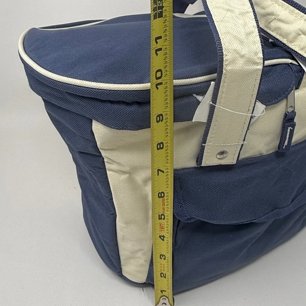 Yankee Candle Navy Blue‎ Cream Insulated Picnic Cooler Tote Bag Lunch Preppy